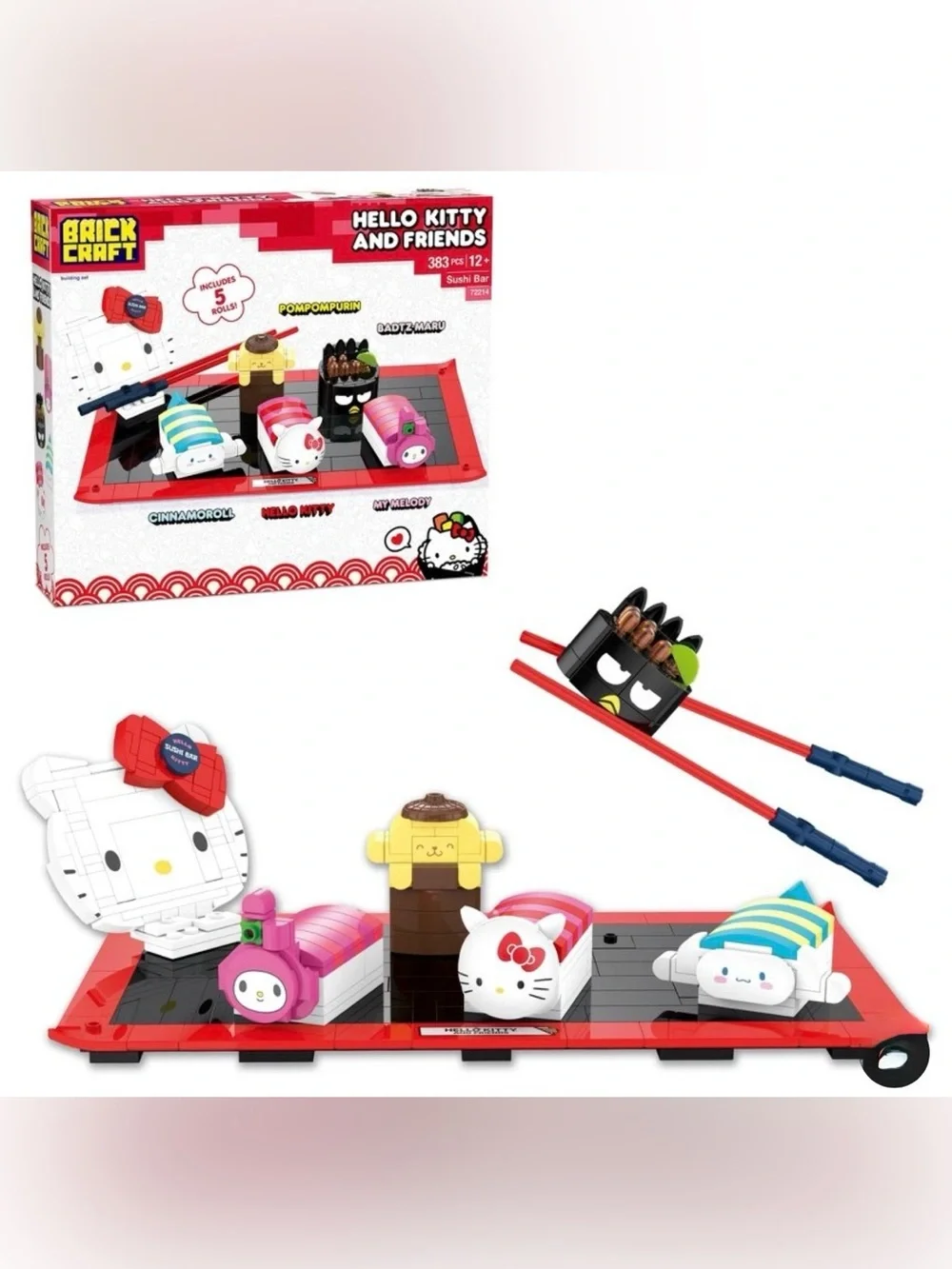Hello Kitty Sushi Bar Building Set - Pink, Red, Black, White, Blue